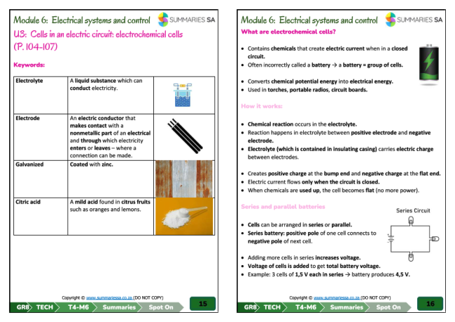 Tech Term Cells Grade 8 Technology (TECH) Summaries Term 4 (Spot On)